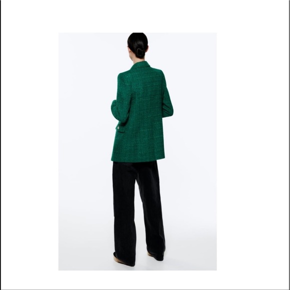 Zara Green Textured Weave Blazer - Picture 8 of 15